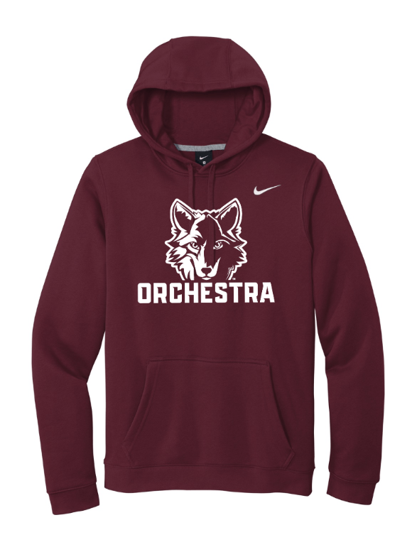 Custom Apparel - Screen Printing - Okemos Orchestra 24/25 - Nike Club Fleece Pullover Hoodie ~ Maroon / Black / Dark Grey / Navy ~ - Okemos Orchestra 24/25 - 16968