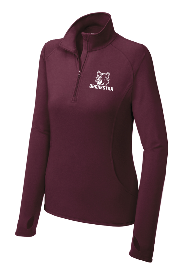 Custom Apparel - Screen Printing - Okemos Orchestra - Women's Performance Quarter Zip ~ Maroon / Black ~ - Okemos Orchestra 24/25 - 16968