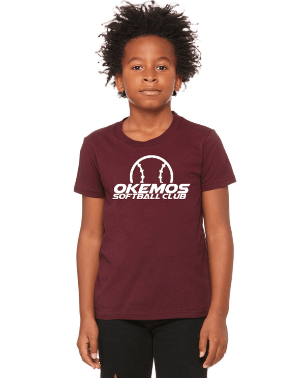 Custom Apparel - Screen Printing - Okemos Softball Club - Youth T-Shirt - Maroon/Dark Grey (Name Optional) - Okemos Softball Club - 16550