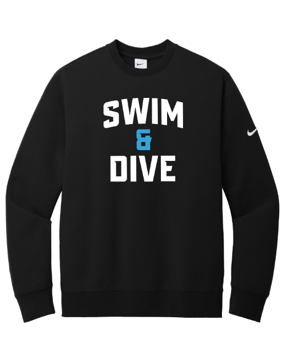 Custom Apparel - Screen Printing - Okemos Swim & Dive - Nike Fleece Sleeve Swoosh Crew Black - Okemos Swim & Dive - 16057