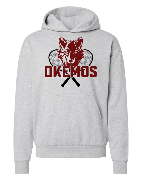 Custom Apparel - Screen Printing - Okemos Tennis 2025 - Unisex Hoodie (Ivory / Grey) *Personalization Optional* - Okemos Tennis 2025 - 17424