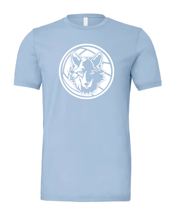 Custom Printed Apparel | Okemos Volleyball 2025 - Adult Unisex Tee (Baby Blue / Maroon / Black) Personalization Optional - OHS Volleyball - 18261
