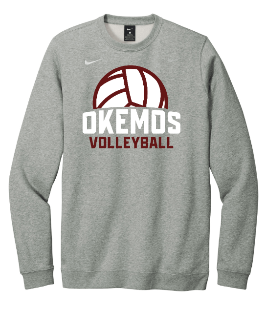 Custom Apparel - Screen Printing - Okemos Volleyball MS - Nike Crewneck - Crewneck Sweatshirt - Okemos Volleyball MS - 14597