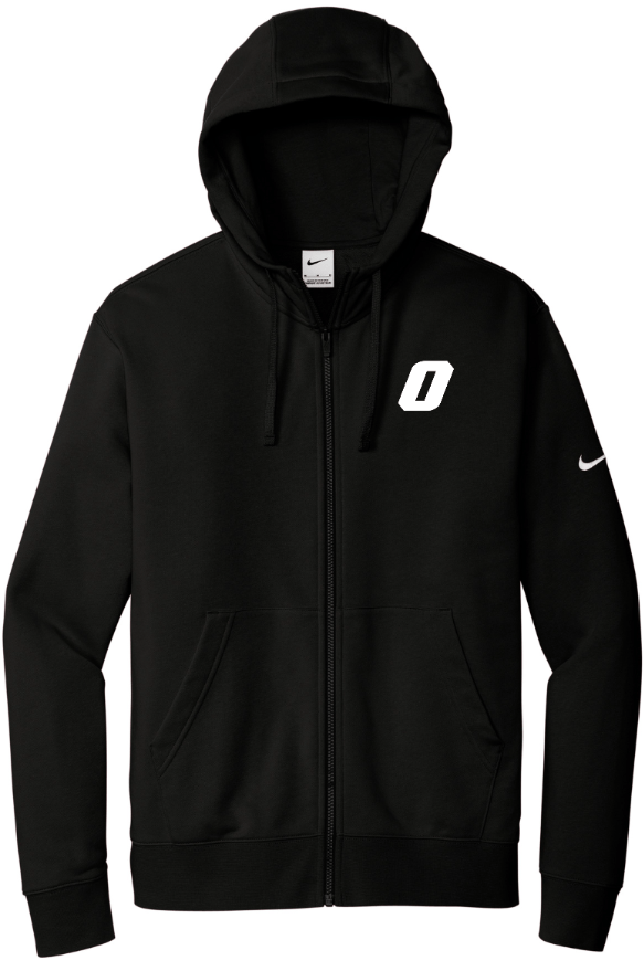 Custom Apparel - Screen Printing - Okemos Wolves - Adult Unisex Black Embroidered Nike Full Zip Hoodie - Okemos Public Schools