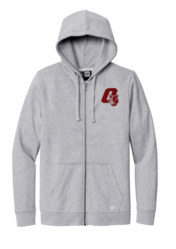 Custom Apparel - Screen Printing - Okemos Wolves - Adult Unisex Grey New Era Full - Zip Hoodie (Apparel On Demand) - Zip Hoodie - Okemos Public Schools
