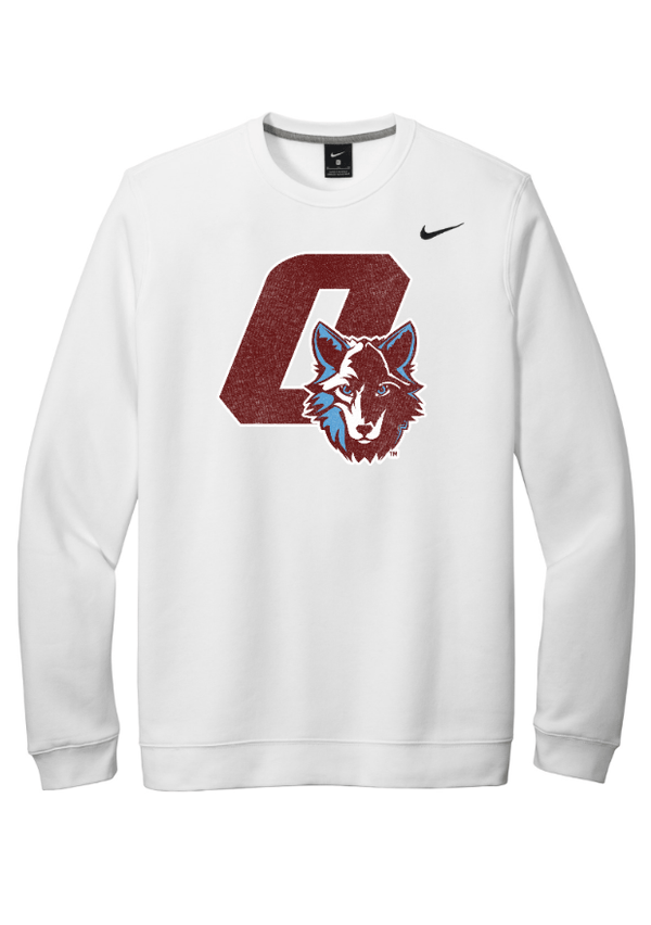 Custom Apparel - Screen Printing - Okemos Wolves Community - Nike Fleece Crewneck Sweatshirt ("O" With Colored Wolf Design) - Okemos Wolves Community - 16314
