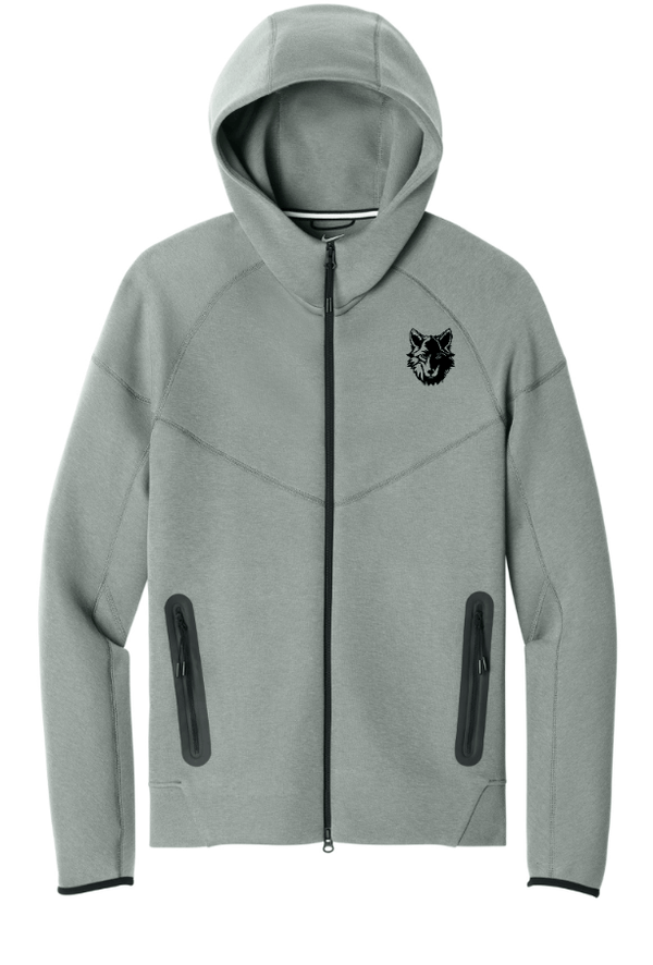 Custom Apparel - Screen Printing - Okemos Wolves Community - Nike Tech Fleece Full Zip Hoodie (Dark Grey/ Black) - Okemos Wolves Community - 16314