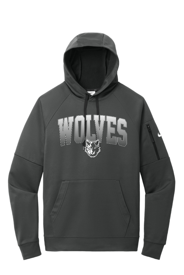 Custom Apparel - Screen Printing - Okemos Wolves Community - Nike Therma - FIT Pullover Fleece Hoodie (Wolves Gradient Design) - Okemos Wolves Community - 16314