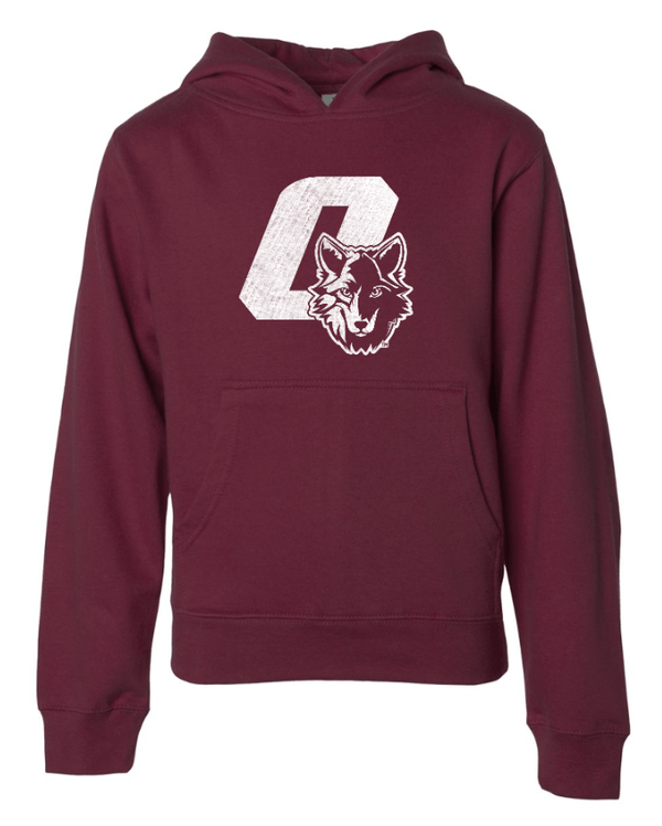 Custom Apparel - Screen Printing - Okemos Wolves - Youth Maroon Hoodie - Okemos Public Schools