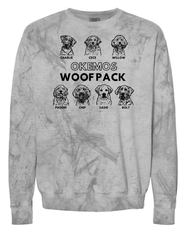 Custom Apparel - Screen Printing - Okemos Woof Pack - Adult Colorblast Crewneck Sweatshirt - Okemos Woof Pack - 16526