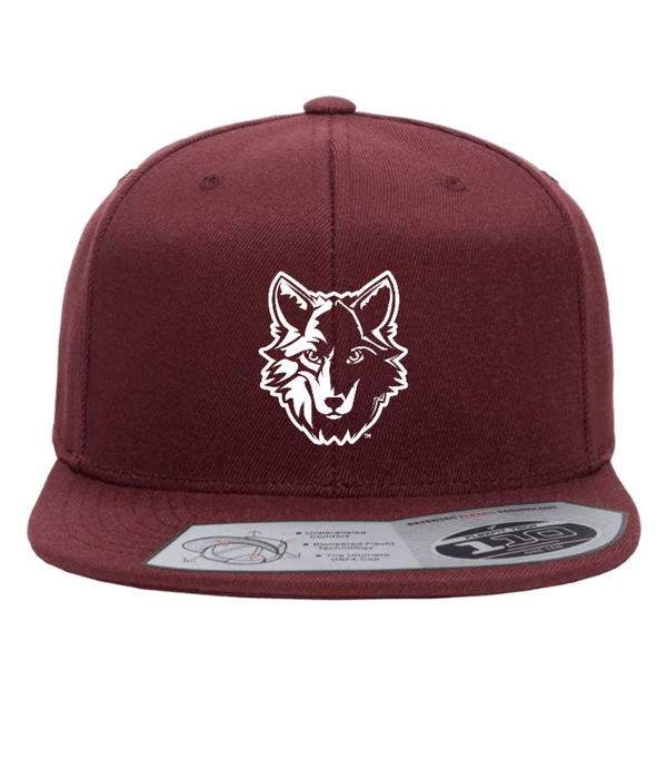 Custom Printed Apparel | ON DEMAND | Okemos Wolves - Maroon Flat Bill Snapback Cap - Okemos Public Schools