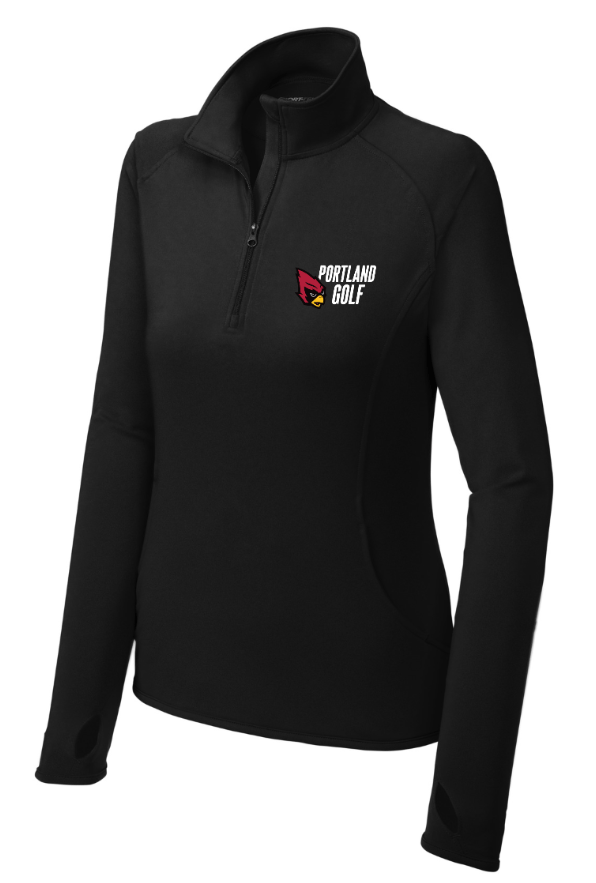 Custom Apparel - Screen Printing - PHS Girl's Golf Apparel - Women's Stretch 1/4 Zip Pullover Black - PHS Girls Golf - 16466