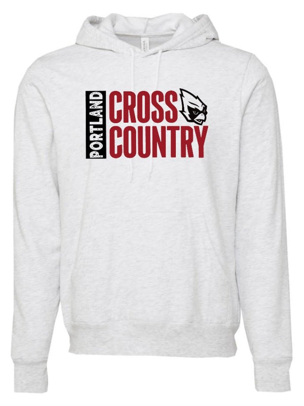 Custom Apparel - Screen Printing - Portland HS Cross Country - Adult Fleece Hoodie Cardinal/Grey - Portland XC Team - 16400
