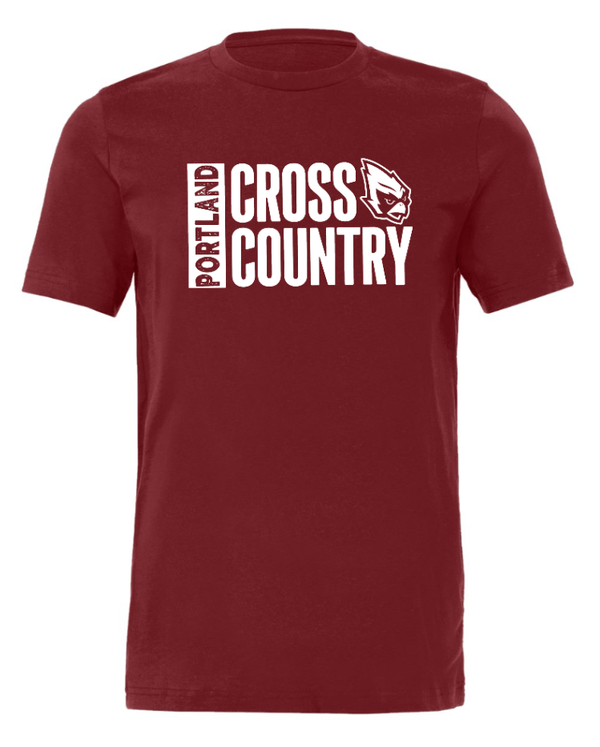 Custom Apparel - Screen Printing - Portland HS Cross Country - Adult unisex T-Shirt Cardinal Black - Portland XC Team - 16400