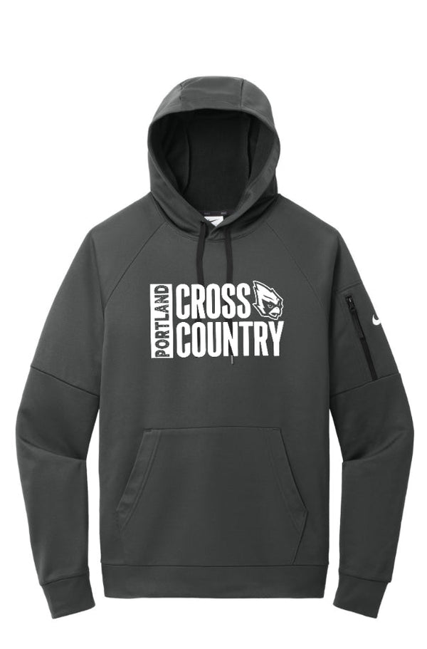 Custom Apparel - Screen Printing - Portland HS Cross Country - Nike Adult Pullover Fleece Hoodie Dk Grey - Portland XC Team - 16400