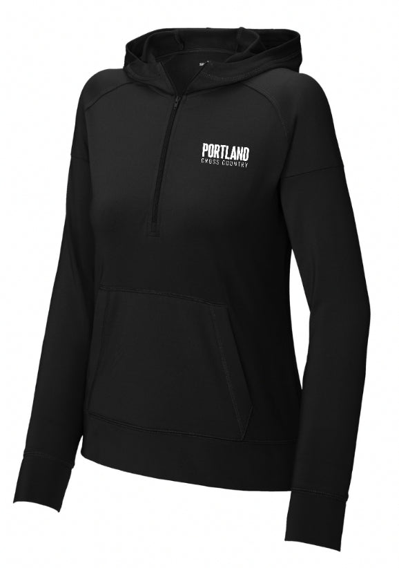 Custom Apparel - Screen Printing - Portland HS Cross Country - Women's Sport Wick Stretch 1/2 Zip Hoodie - Portland XC Team - 16400