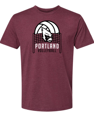 Custom Apparel - Screen Printing - Portland HS Volleyball - Adult Unisex T-Shirt Maroon - PHS Volleyball Spirit Store - 16450