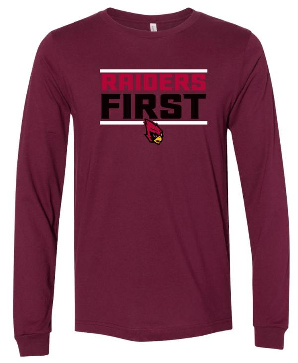 Custom Apparel - Screen Printing - Portland Middle School - Back to School - Adult Maroon Long Sleeve T-Shirt - Portland Middle School - Back to School - 16341
