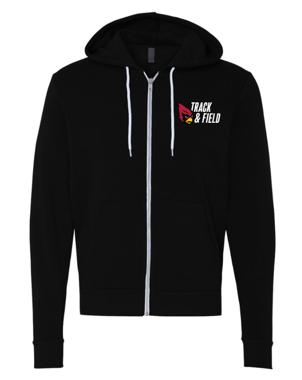 Custom Apparel - Screen Printing - Portland MS Track and Field 2025 - Fleece Full Zip Hoodie (Black / Silver) - Portland MS Track and Field 2025 - 17337