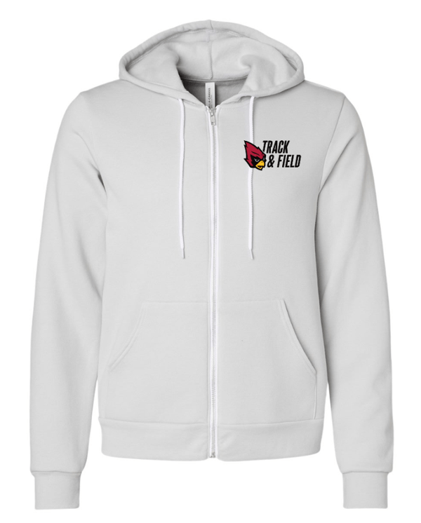 Custom Apparel - Screen Printing - Portland MS Track and Field 2025 - Fleece Full Zip Hoodie (Black / Silver) - Portland MS Track and Field 2025 - 17337