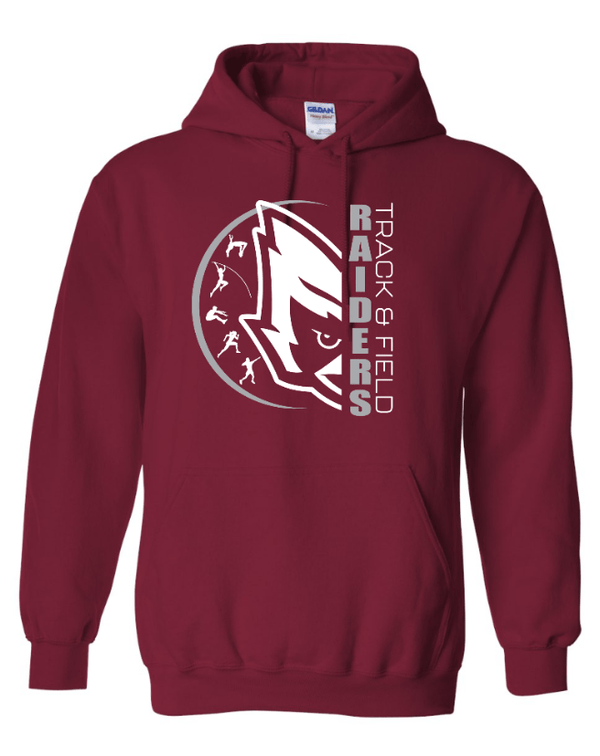 Custom Apparel - Screen Printing - Portland MS Track and Field 2025 - Heavy Blend Hoodie (Black / Cardinal) - Hoodie - Portland MS Track and Field 2025 - 17337