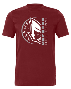 Custom Apparel - Screen Printing - Portland MS Track and Field 2025 - Unisex Cotton T-Shirt (Black / Cardinal) - Portland MS Track and Field 2025 - 17337