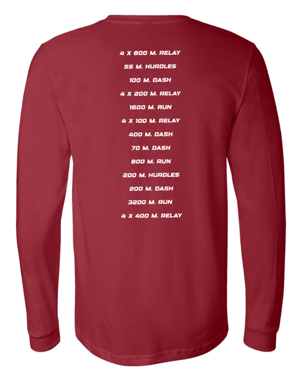 Custom Apparel - Screen Printing - Portland MS Track and Field 2025 - Unisex Long Sleeve T-Shirt (Black / Cardinal) - Portland MS Track and Field 2025 - 17337