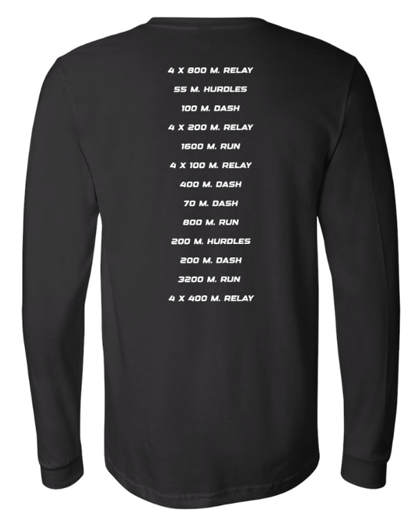 Custom Apparel - Screen Printing - Portland MS Track and Field 2025 - Unisex Long Sleeve T-Shirt (Black / Cardinal) - Portland MS Track and Field 2025 - 17337