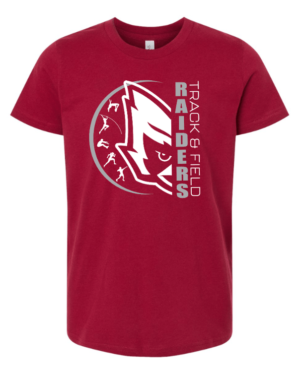 Custom Apparel - Screen Printing - Portland MS Track and Field 2025 - Youth Cotton T-Shirt (Black / Cardinal) - Portland MS Track and Field 2025 - 17337