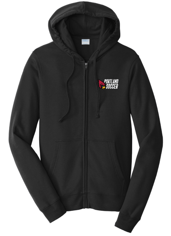 Custom Apparel - Screen Printing - Portland Soccer 2024 - Adult Fleece Full Zip Hoodie Black - Portland Soccer 2024 - 16360