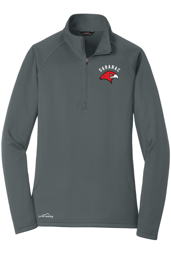 Custom Apparel - Screen Printing - Saranac Schools Staff Apparel - Eddie Bauer Women's Fleece 1/2 Zip Grey - Saranac Community Schools Staff Order - 16448