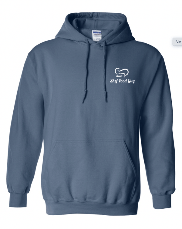 Custom Apparel - Screen Printing - Shef Food Guy - Indigo Blue Heavy Blend Hoodie - Shef Food Guy - 16095