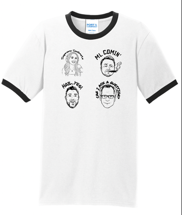 Custom Printed Apparel | Soul of Detroit 2025 | Adult Unisex White/Jet Black Ringer T-Shirt "Character Design" - Soul of Detroit 25 - 18706