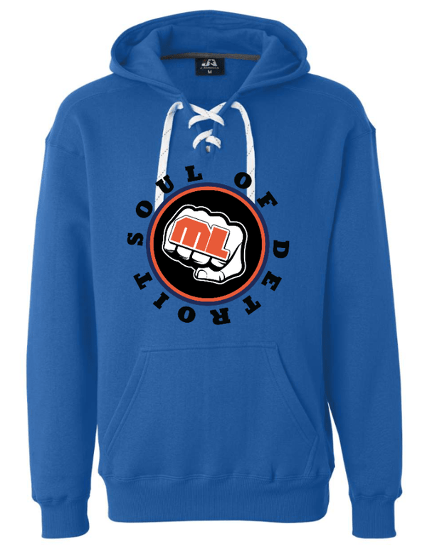 Custom Apparel - Screen Printing - Soul of Detroit - Sport Lace Hooded Sweatshirt (Grey / Royal) - Soul of Detroit - 16956