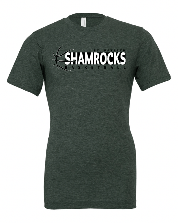Custom Apparel - Screen Printing - St. Patrick Basketball 2024 - Adult Unisex T-Shirt (Sage / Oatmeal) - St. Patrick Basketball 2024 - 16802