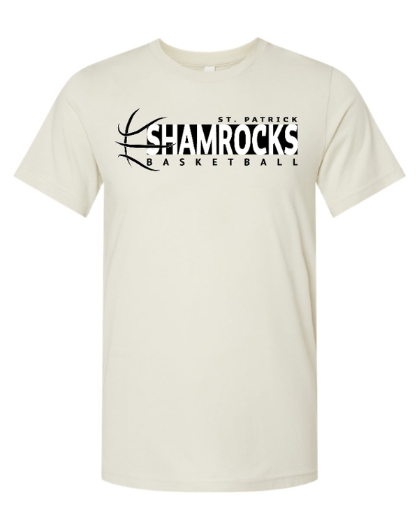 Custom Apparel - Screen Printing - St. Patrick Basketball 2024 - Adult Unisex T-Shirt (Sage / Oatmeal) - St. Patrick Basketball 2024 - 16802