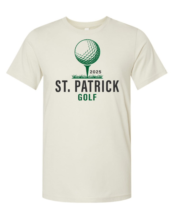 Custom Apparel - Screen Printing - St. Patrick Golf - Unisex T-Shirt (Grey / Oatmeal) - St. Patrick Golf - 17389