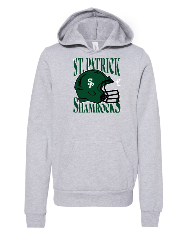 Custom Apparel - Screen Printing - St Patrick High School Football Apparel - Youth Fleece Hoodie Grey - St Patrick Football - 16266