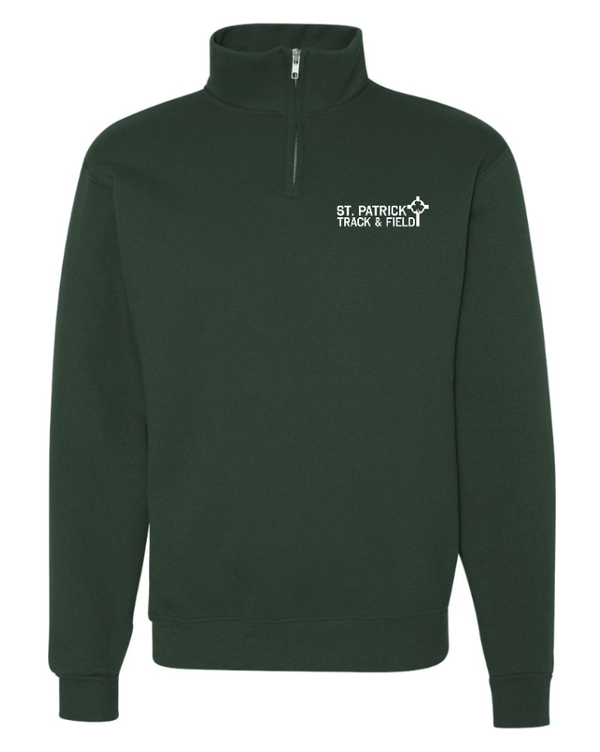 Custom Apparel - Screen Printing - St. Patrick Track & Field - Quarter Zip Sweatshirt (Forest Green / Grey) - St. Patrick Track & Field - 17323