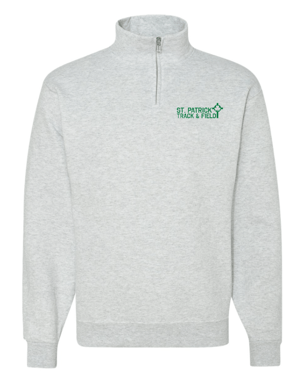 Custom Apparel - Screen Printing - St. Patrick Track & Field - Quarter Zip Sweatshirt (Forest Green / Grey) - St. Patrick Track & Field - 17323