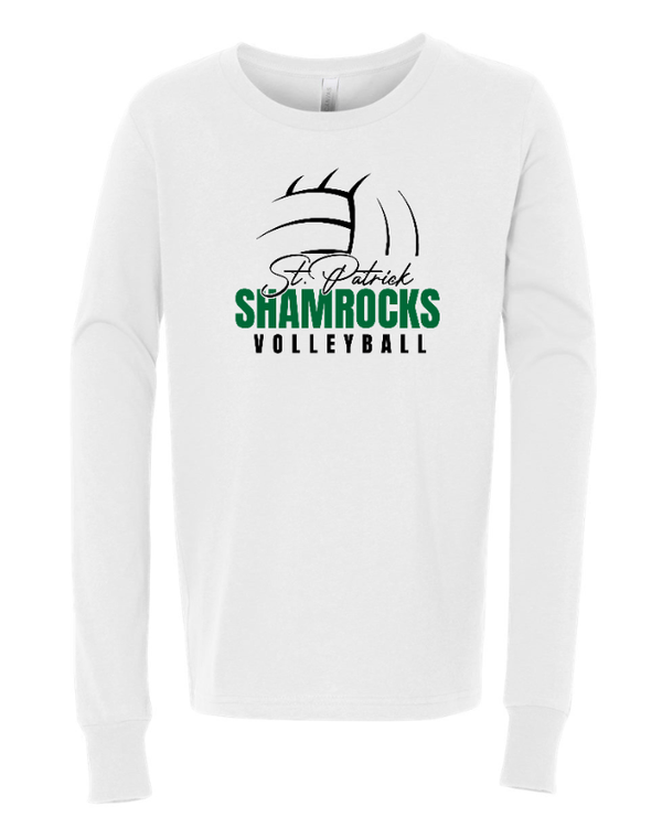 Custom Printed Apparel | St. Patrick Volleyball - Youth Long Sleeve T-Shirt *Black / White* - St. Pat's Volleyball 25 - 17999