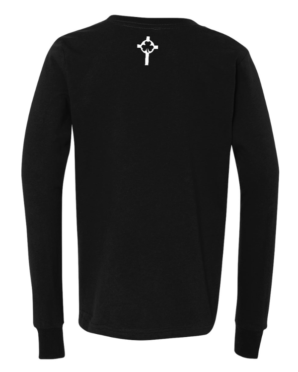 Custom Printed Apparel | St. Patrick Volleyball - Youth Long Sleeve T-Shirt *Black / White* - St. Pat's Volleyball 25 - 17999
