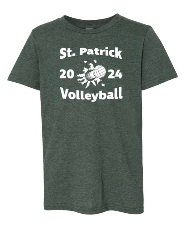 Custom Apparel - Screen Printing - St Patrick Volleyball - Youth T-Shirt Forest Green - St Patrick Volleyball - 16496