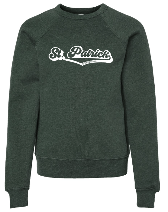 Custom Apparel - Screen Printing - St. Pats Back to School 2024/25 - Youth Green Crewneck Sweatshirt - St. Pats Back to School 2024/25 - 16209
