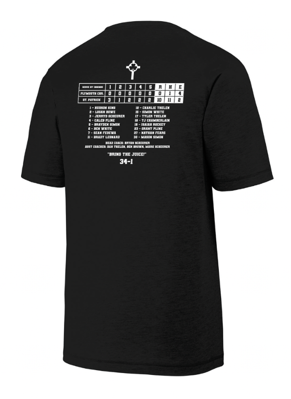 Custom Printed Apparel | St. Pat's Baseball State Champs - Tri Blend Performance T-Shirt - T-shirt - SPS Baseball State Champs - 18019