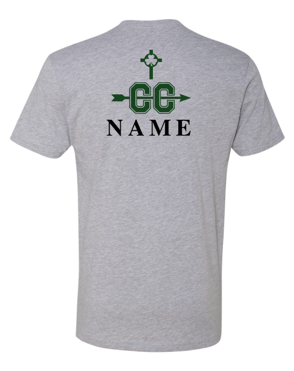 Custom Printed Apparel | St Pat's Cross Country 2025 - Unisex Cotton T-Shirt *Grey / Pine* (Personalization Optional) - St. Pats XC 2025 - 18207