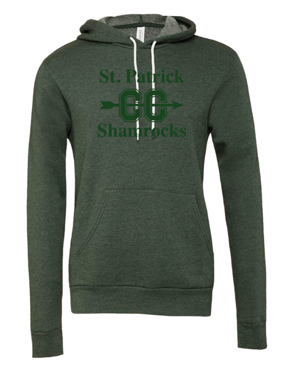 Custom Printed Apparel | St. Pat's Cross Country 2025 - Unisex Fleece Hoodie *Grey / Forest Green* (Personalization Optional) - St. Pats XC 2025 - 18207