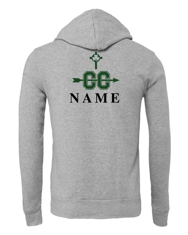 Custom Printed Apparel | St. Pat's Cross Country 2025 - Unisex Fleece Hoodie *Grey / Forest Green* (Personalization Optional) - St. Pats XC 2025 - 18207