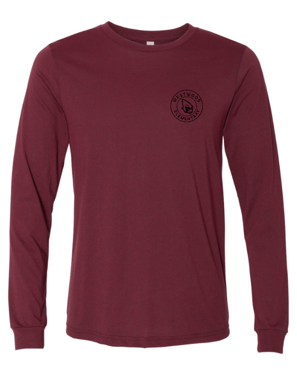 Custom Apparel - Screen Printing - Westwood Back to School - Adult Unisex Long Sleeve T-Shirt (Cardinal/Grey) - Westwood Back to School - 16415