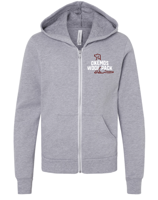 Custom Printed Apparel | Woof Pack 2025 - Athletic Heather Youth Full Zip Hoodie Sweatshirt - Woof Pack 2025 - 18247